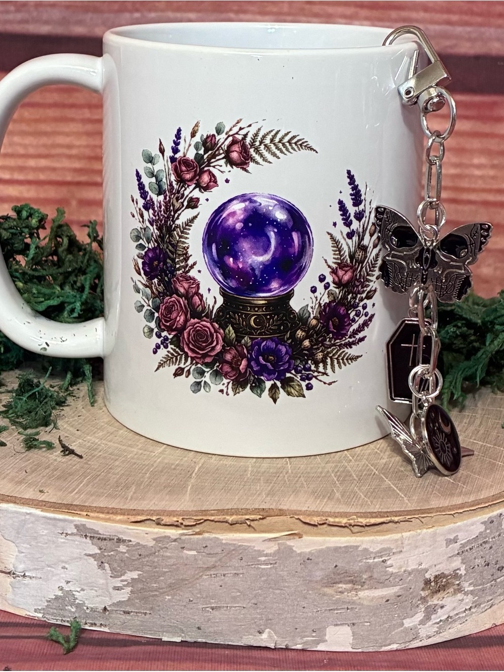 Mystic Crystal Ball Floral Mug - Purple